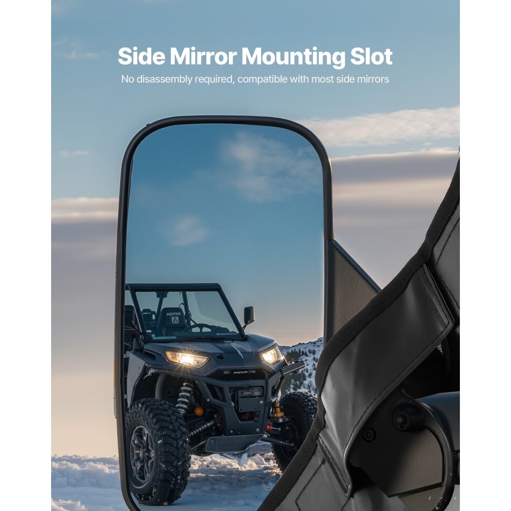 VEVOR Cab Enclosure Upper Doors, Compatible with Polaris RZR XP4 1000/Turbo 2014-2023, Soft Upper Doors, Windproof Upgraded Zipper UTV Soft Side Window Kit, Work with Side Mirrors and Windshields