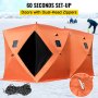 VEVOR Tente d'abri de pêche sur glace pour 8 personnes, abri de glace portable en tissu Oxford 300D avec conception de traction pop-up, abri de poisson sur glace solide, imperméable et coupe-vent pour la pêche en plein air, orange