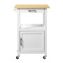 VEVOR Kitchen Island Cart with Single Door Cabinet, Mobile Carts with Drawer, Towel Rack, Hooks, Portable Table on Swivel Wheels, Small Coffee Islands Microwave Stand for Dining Room, 18x23 in, White