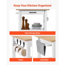 18x23in Kitchen Island Cart Rolling Storage Table with Single Door Cabinet