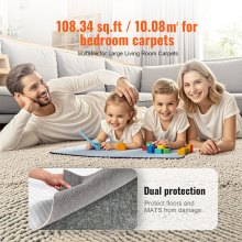 VEVOR Rug Pad Gripper 9' x 12' Protective Carpet Pad 0.47" Thick for All Floors