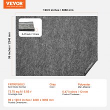 VEVOR Rug Pad Gripper 8' x 10' Protective Carpet Pad 0.47" Thick for All Floors