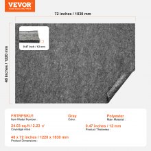 VEVOR Rug Pad Gripper 4' x 6' Protective Carpet Pad 0.47" Thick for All Floors