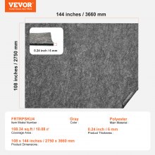 VEVOR Rug Pad Gripper 9' x 12' Protective Carpet Pad 0.24" Thick for All Floors