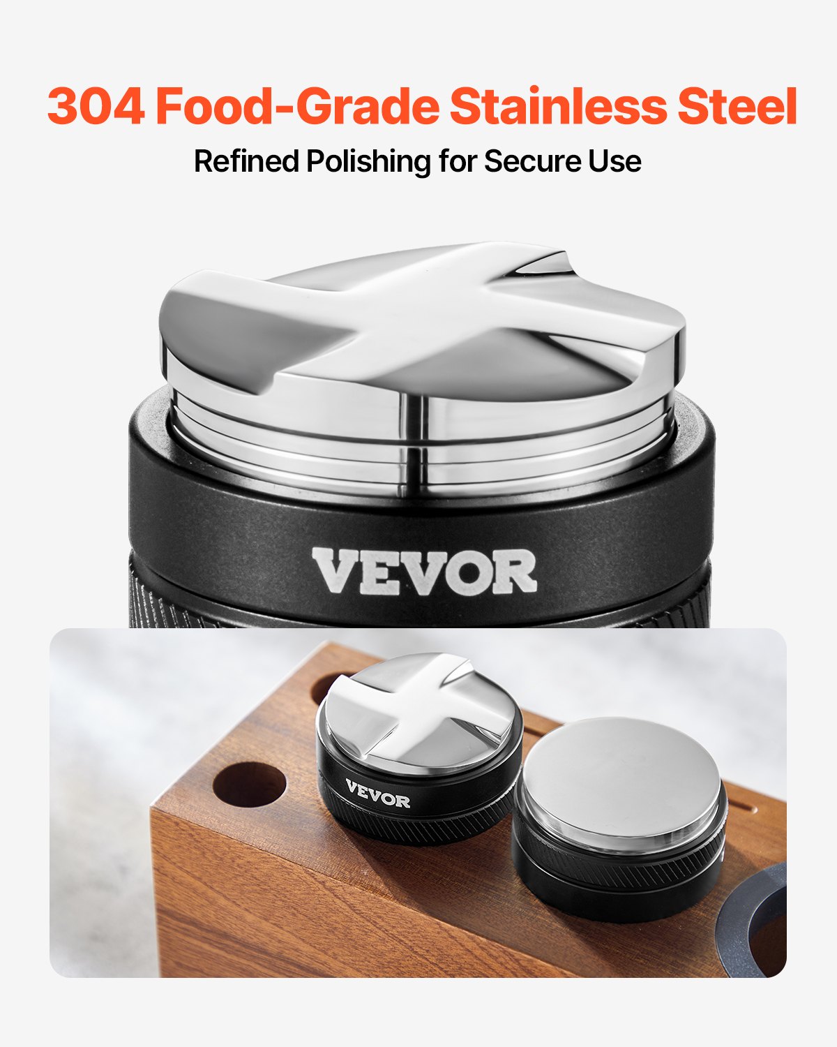 VEVOR Coffee Distributor 53mm, 2-in-1 Adjustable Espresso Distributor with Fan-Shaped Base, Coffee Distributor 304 Stainless Steel with Easy-to-Disassemble Design