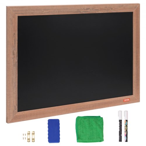VEVOR Magnetic Chalk Board, Hanging Message Signs with Chalks & Eraser, Vintage Chalkboard Sign, Rustic Brown Framed Calendar and Bulletin Combo Boards, 18"x24", Kitchen, Home Decor, Wedding