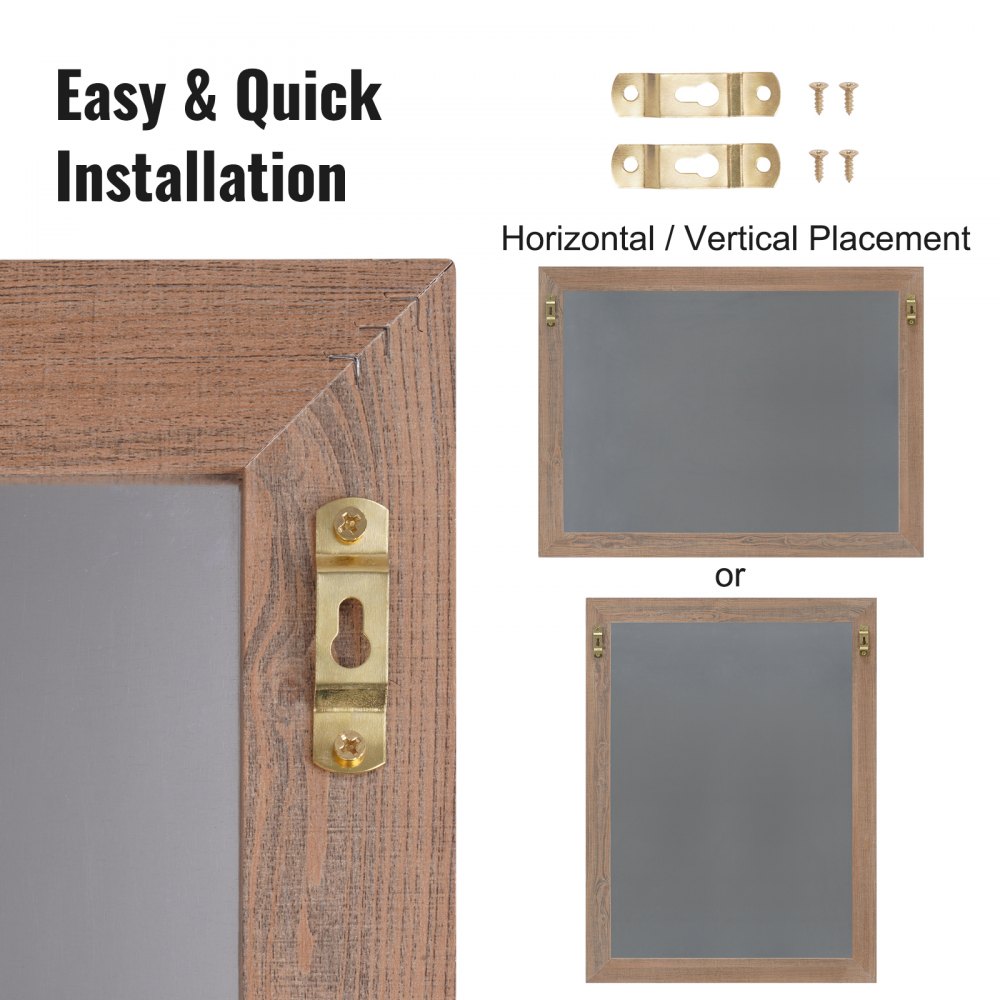 VEOVR 457x610 mm Magnetic Chalk Board, Hanging Message Signs with Chalks & Eraser, Vintage Wooden Chalkboard Sign, Rustic Brown Framed Calendar and Bulletin Combo Boards, Kitchen, Home Decor, Wedding