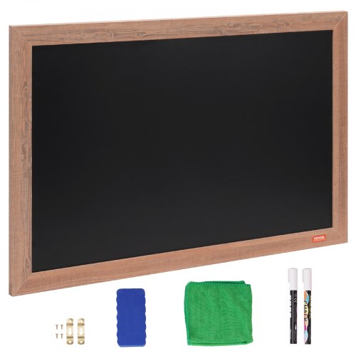 VEVOR Magnetic Chalk Board, Hanging Message Signs with Chalks & Eraser, Vintage Chalkboard Sign, Rustic Brown Framed Calendar and Bulletin Combo Boards, 30"x20", Kitchen, Home Decor, Wedding