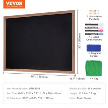 VEVOR Magnetic Chalk Board, Hanging Message Signs with Chalks & Eraser, Vintage Wooden Chalkboard Sign, Rustic Brown Framed Calendar and Bulletin Combo Boards, 35"x46", Kitchen, Home Decor, Wedding