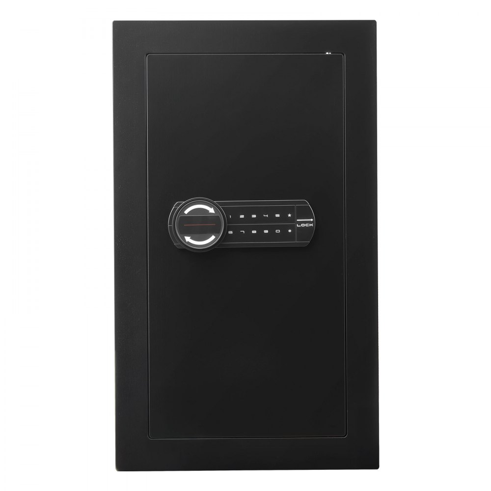 VEVOR Wall Safe, 3-Tier Hidden Wall Mounted Safe with Password & Key, Q235 Cold-Rolled Steel In-Wall Box with LED Lighting, 2 Adjustable Shelves & 5 Key Holders for Money, Jewelry, Passport, Black
