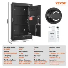 VEVOR 65 cm Tall Wall Safe 3-Tier Hidden Safe with Keypad Shelves & Key Holders