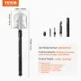 VEVOR Survival Shovel, 8 in 1 Camping Shovel Folding Multitool, Military Grade Portable Compact Tactical Shovel, Multifunction for Off-Roading, Camping, Hiking, Outdoor, Survivalist and Emergency