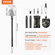 VEVOR Survival Shovel 11 in 1 Camping Shovel Folding Multitool Portable Compact