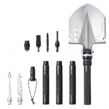 VEVOR Survival Shovel, 13 in 1 Camping Shovel Folding Multitool, Military Grade Portable Compact Tactical Shovel, Multifunction for Off-Roading, Camping, Hiking, Outdoor, Survivalist and Emergency