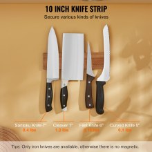Magnetický držák nožů VEVOR 10" Nástěnný držák nože Akáciové dřevo