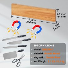 VEVOR 10" Magneettinen veitsen säilytysteline seinään kiinnitettävä veitsinauha akaasiapuuta