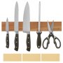 Suport magnetic pentru cuțite VEVOR cu magnet puternic îmbunătățit, 16 inchi, fără găurire, organizator de benzi de cuțite pentru perete, depozitare multifuncțională pentru cuțite din lemn de salcâm, bară de cuțite pentru cuțite de bucătărie, ustensile, unelte