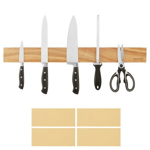 VEVOR Magnetic Knife Holder with Enhanced Strong Magnet, 24" No Drilling Knife Strips Organizer for Wall, Multifunctional Storage Acacia Wood Knives Rack, Knife Bar for Kitchen Knives, Utensils, Tools