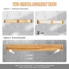 VEVOR Soporte magnético para cuchillos con imán fuerte mejorado, organizador de tiras de cuchillos sin perforación de 24 pulgadas para pared, almacenamiento multifuncional, estante para cuchillos de madera de acacia, barra para cuchillos de cocina, utensilios, herramientas