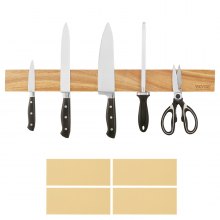VEVOR Porte-couteaux magnétique avec aimant puissant amélioré, 61 cm sans perçage, organisateur de bandes de couteaux pour mur, rangement multifonctionnel en bois d'acacia, barre à couteaux pour couteaux de cuisine, ustensiles, outils