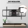 VEVOR Full Motion TV Mount Fits for Most 37-75 inch TVs, Swivel Tilt Horizontal Adjustment TV Wall Mount Bracket with 4 Articulating Arms, Max VESA 600x400mm, Holds up to 132 lbs