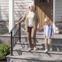 VEVOR Handrails for Outdoor Steps, 2-3 Step Stair Hand Rail Kit, Black, Flat Tube Stair Rails with Crossbar, for Seniors, Concrete Steps, Porch & Deck, Galvanized Steel Railings w/ Installation Kit