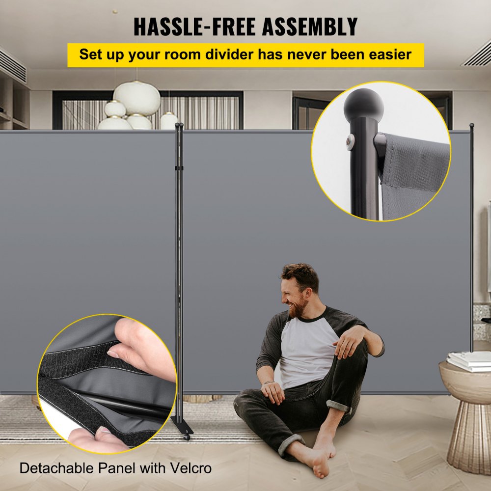VEVOR Office Partition 142\" W x 14\" D x 72\" H Room Divider Wall 2-Panel Office Divider Folding Portable Office Walls Dividers with Non-See-Through Fabric Room Partition Gray for Room Office Restaur