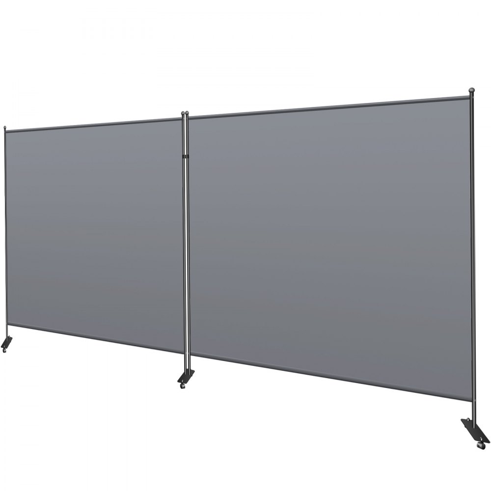 VEVOR Office Partition 142\" W x 14\" D x 72\" H Room Divider Wall 2-Panel Office Divider Folding Portable Office Walls Dividers with Non-See-Through Fabric Room Partition Gray for Room Office Restaur