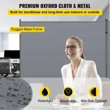 VEVOR Office Partition 142\" W x 14\" D x 72\" H Room Divider Wall 2-Panel Office Divider Folding Portable Office Walls Dividers with Non-See-Through Fabric Room Partition Gray for Room Office Restaur