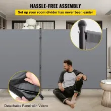 VEVOR Office Partition 142\" W x 14\" D x 72\" H Room Divider Wall 2-Panel Office Divider Folding Portable Office Walls Dividers with Non-See-Through Fabric Room Partition Gray for Room Office Restaur