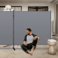 VEVOR Office Partition 142\" W x 14\" D x 72\" H Room Divider Wall 2-Panel Office Divider Folding Portable Office Walls Dividers with Non-See-Through Fabric Room Partition Gray for Room Office Restaur