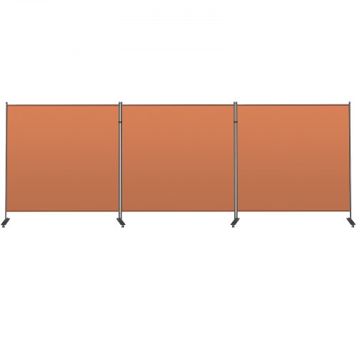 VEVOR Office Partition 216" W x 14" D x 72" H Room Divider 3-Panel Office Divider Folding Portable Office Wall with Non-See-Through Fabric Room Partition Reddish Brown for Room Office Restaurant