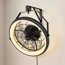 22 Inch Wall Mounted Fan with Light Remote 6 Speed for Patio Workshop
