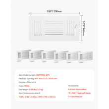 Floor Registers 3-Way 4 x 10 Inch Iron Floor Vents for HVAC Grilles 6-Pack White