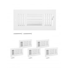 Floor Registers 3-Way 4 x 10 Inch Iron Floor Vents for HVAC Grilles 6-Pack White