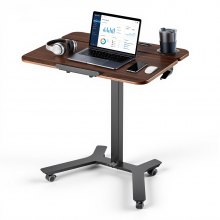 VEVOR Standing Desk, Adjustable Height Mobile Stand Up Desk with Tilting Desktop, 715 x 525 mm Small Computer Sit Stand Workstation, 15 kg Load Capacity, Foot Pedal Pneumatic Lift for Home, Office