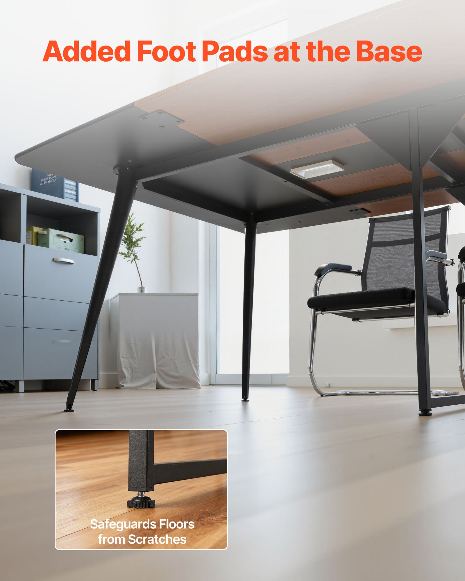 VEVOR Conference Table, 2400 mm Boat Shaped Office Meeting Table for 10 Person, Modern Large Boat Meeting Desk with Metal Legs, for Office, Boardroom, Conference Room, Easy Assembly, Black & Brown