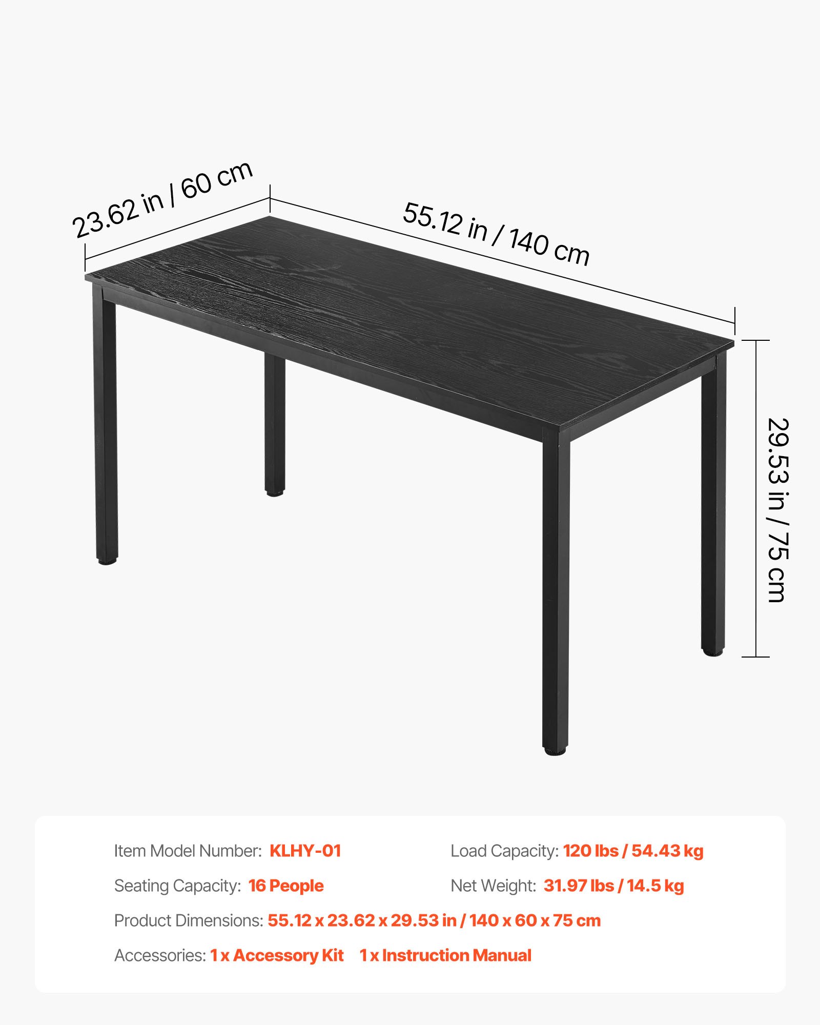 Konferenční stůl VEVOR, sada 6 kusů, kancelářský jednací stůl 1400 mm pro 16 osob, flexibilní kombinovaná sada stolů, moderní obdélníkový jednací stůl s kovovými nohami do kanceláře, konferenční místnost, snadná montáž