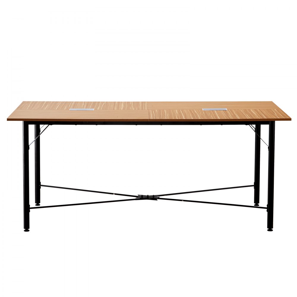 VEVOR Conference Table, 1800 mm Office Meeting Table for 6-8 Person, Modern Rectangle Seminar Desk with Metal Legs, Meeting Desk Ideal for Office, Boardroom, Conference Room, Easy Assembly, Brown