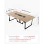 VEVOR Conference Table, 2400 mm Office Meeting Table for 10 Person, Modern Rectangle Seminar Desk with Metal Legs, Large Meeting Desk Ideal for Office, Boardroom, Conference Room, Easy Assembly, Brown