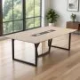 VEVOR Conference Table, 2400 mm Office Meeting Table for 10 Person, Modern Rectangle Seminar Desk with Metal Legs, Large Meeting Desk Ideal for Office, Boardroom, Conference Room, Easy Assembly, Brown