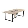 VEVOR Conference Table, 2400 mm Office Meeting Table for 10 Person, Modern Rectangle Seminar Desk with Metal Legs, Large Meeting Desk Ideal for Office, Boardroom, Conference Room, Easy Assembly, Brown