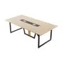 VEVOR Conference Table, 2400 mm Office Meeting Table for 10 Person, Modern Rectangle Seminar Desk with Metal Legs, Large Meeting Desk Ideal for Office, Boardroom, Conference Room, Easy Assembly, Brown