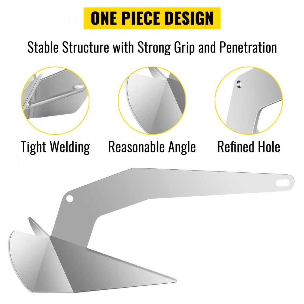 VEVOR Delta Boat Anchor Plow Anchor 14lb 6.3 kg Galvanized Anchor for Small Boat