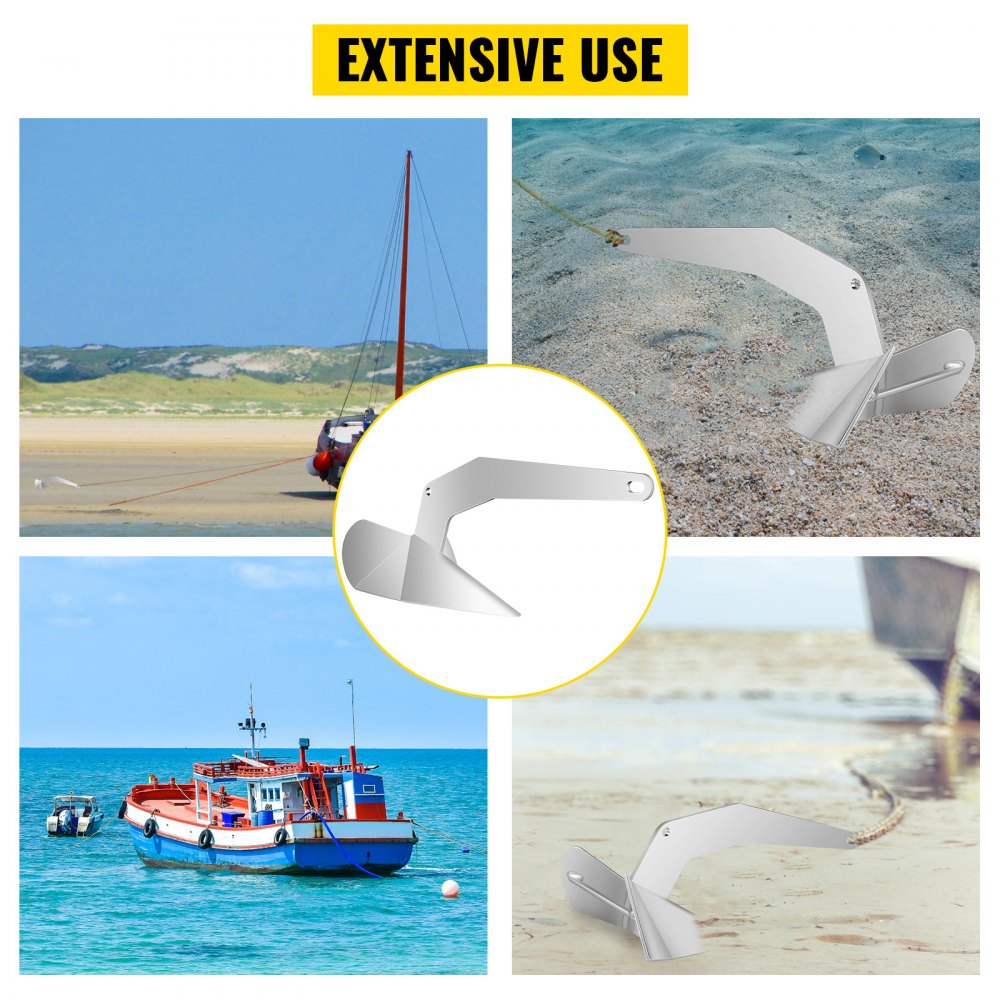VEVOR Delta Type Boat Anchor 9 lb 4 kg Delta Anchor, Galvanized Steel Boat Anchor, Triangle Plow Anchor Boat Marine Anchor, Heavy Duty Plow Anchor for Boat Mooring on The Beach, for Small Boats