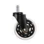 black and clear VEVOR office chair wheel with a metal stem and sturdy construction.
