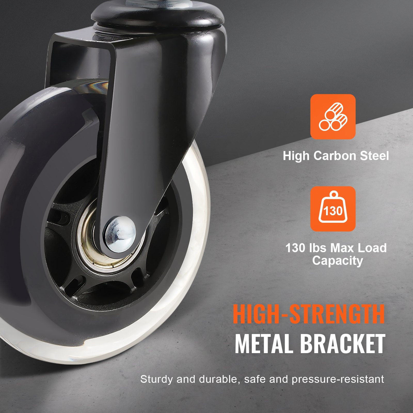 VEVOR Office Chair Wheels, Set of 5, 7.6cm Caster Wheels Replacement for Hardwood Floors and Carpet, Heavy Duty Computer Gaming Desk Casters with 59.0kg Load Capacity, Universal Fit for Most Chairs