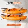VEVOR Wall Kayak Storage Rack, 4-Capacity Wall Mounted Kayak Holders for Kayak Canoe Paddle Board, Kayak Storage Hooks with Adjustable Padded Arms, 181.4 kg Load Kayak Hanger for Indoor Outdoor Garage