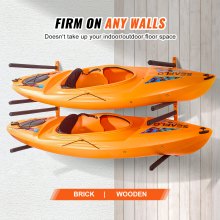 VEVOR Support de rangement mural pour kayak, 4 capacités, supports muraux pour kayak, canoë, planche à pagaie, crochets de rangement pour kayak avec bras rembourrés réglables, charge de 400 lb, cintre pour kayak pour garage intérieur et extérieur
