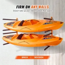 VEVOR Wall Kayak Storage Rack, 4-Capacity Wall Mounted Kayak Holders for Kayak Canoe Paddle Board, Kayak Storage Hooks with Adjustable Padded Arms, 400 LBS Load Kayak Hanger for Indoor Outdoor Garage